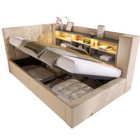 POLSTERBETT mit Stauraum 90x200 cm Leinen Beige inkl. Matratze - Beige, Metall (90/200cm) - Meubliv