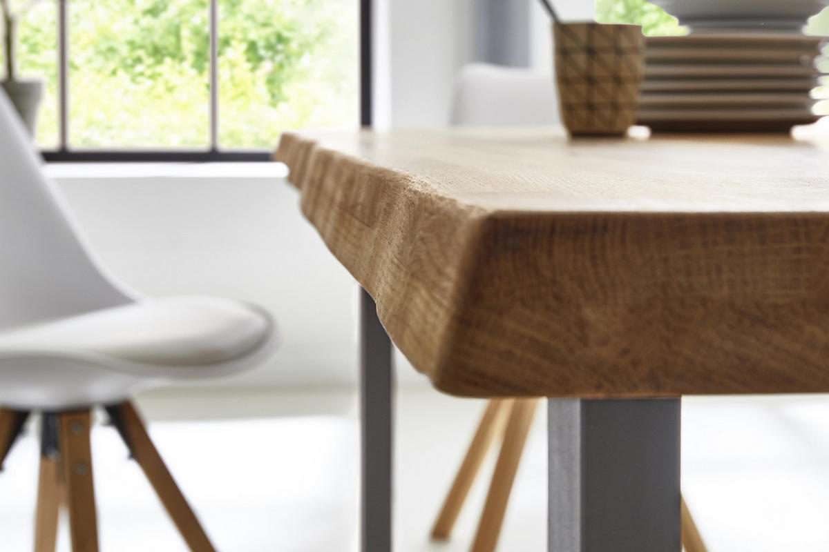 ESSTISCH RICHARD - Beige/Silberfarben, Holz/Metall (100/300/77cm) - SAM
