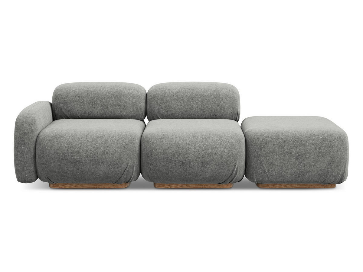 3-SITZER SOFA Rechts Bouclé Stoff Beige - Greige/Beige, Holz/Textil (258/73/95cm) - Makamii