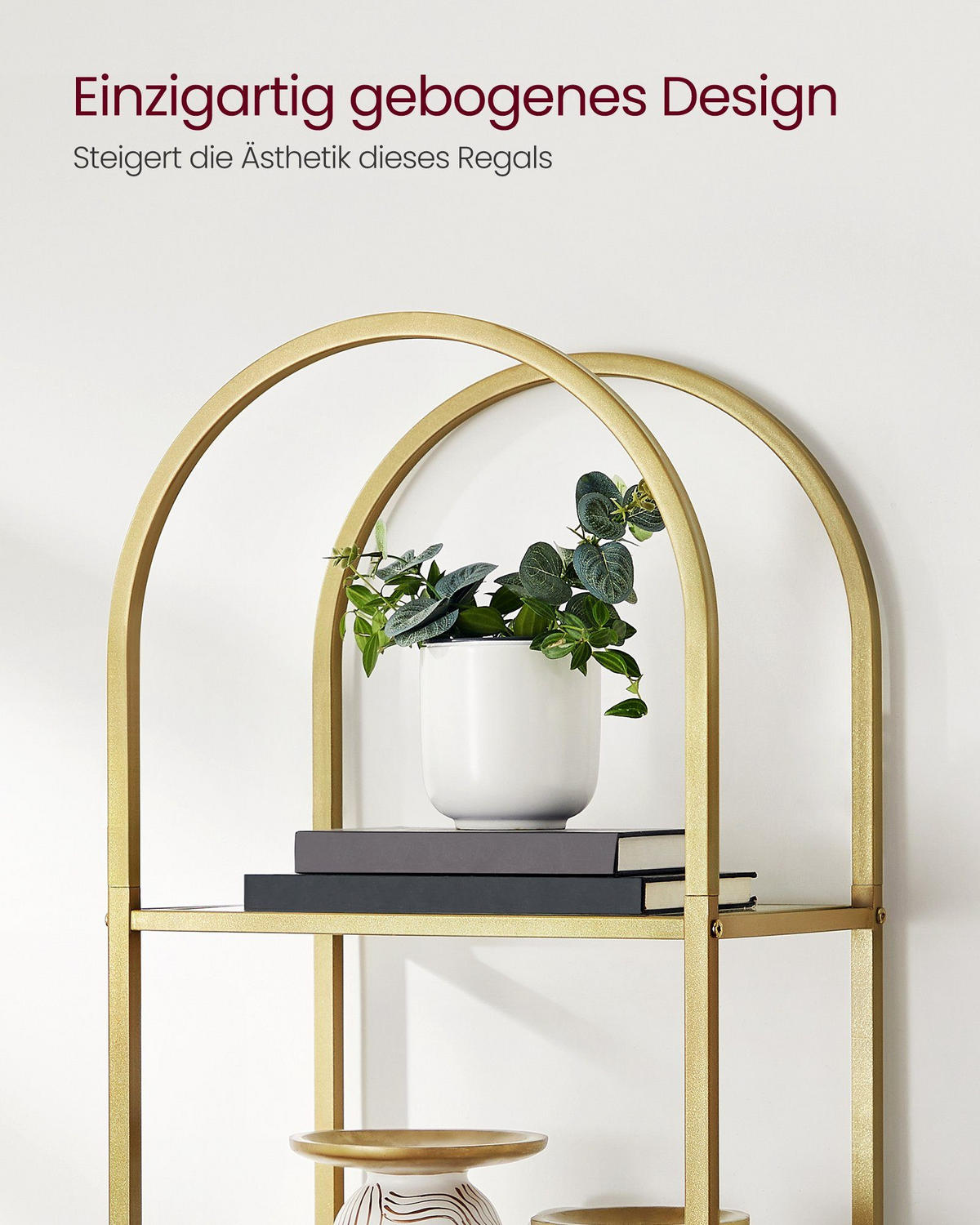 BÜCHERREGAL Binni - Goldfarben, Glas (30/183/40cm) - VASAGLE