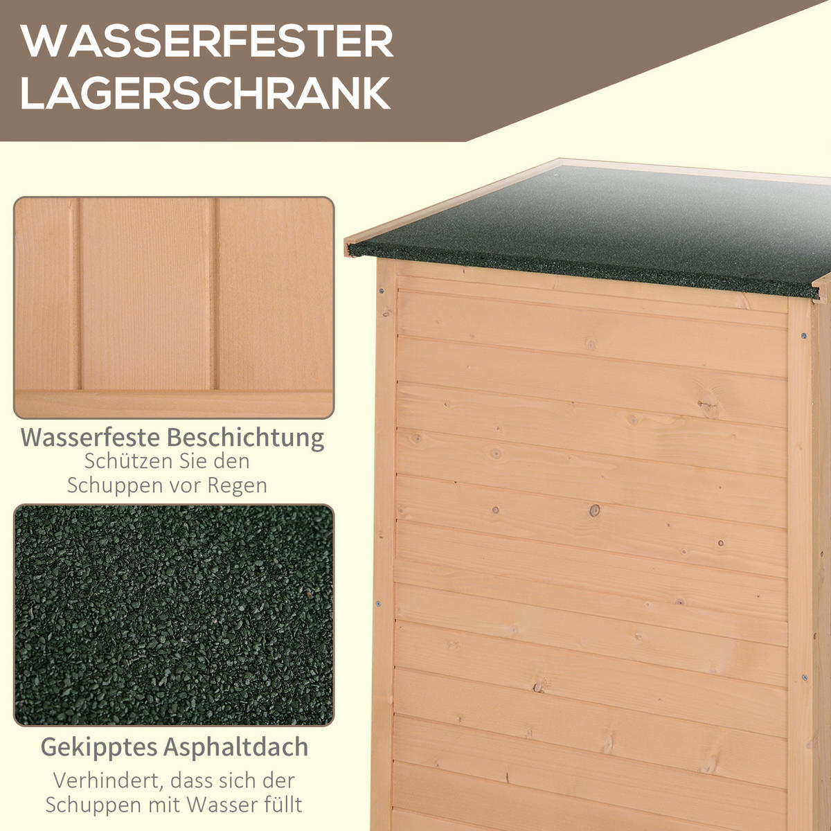 GARTENSCHRANK aus Holz 75x56x115 cm in Naturholz mit 2 Regalböden & Verriegelung - Naturfarben, Holz (56/115/75cm) - Modfu