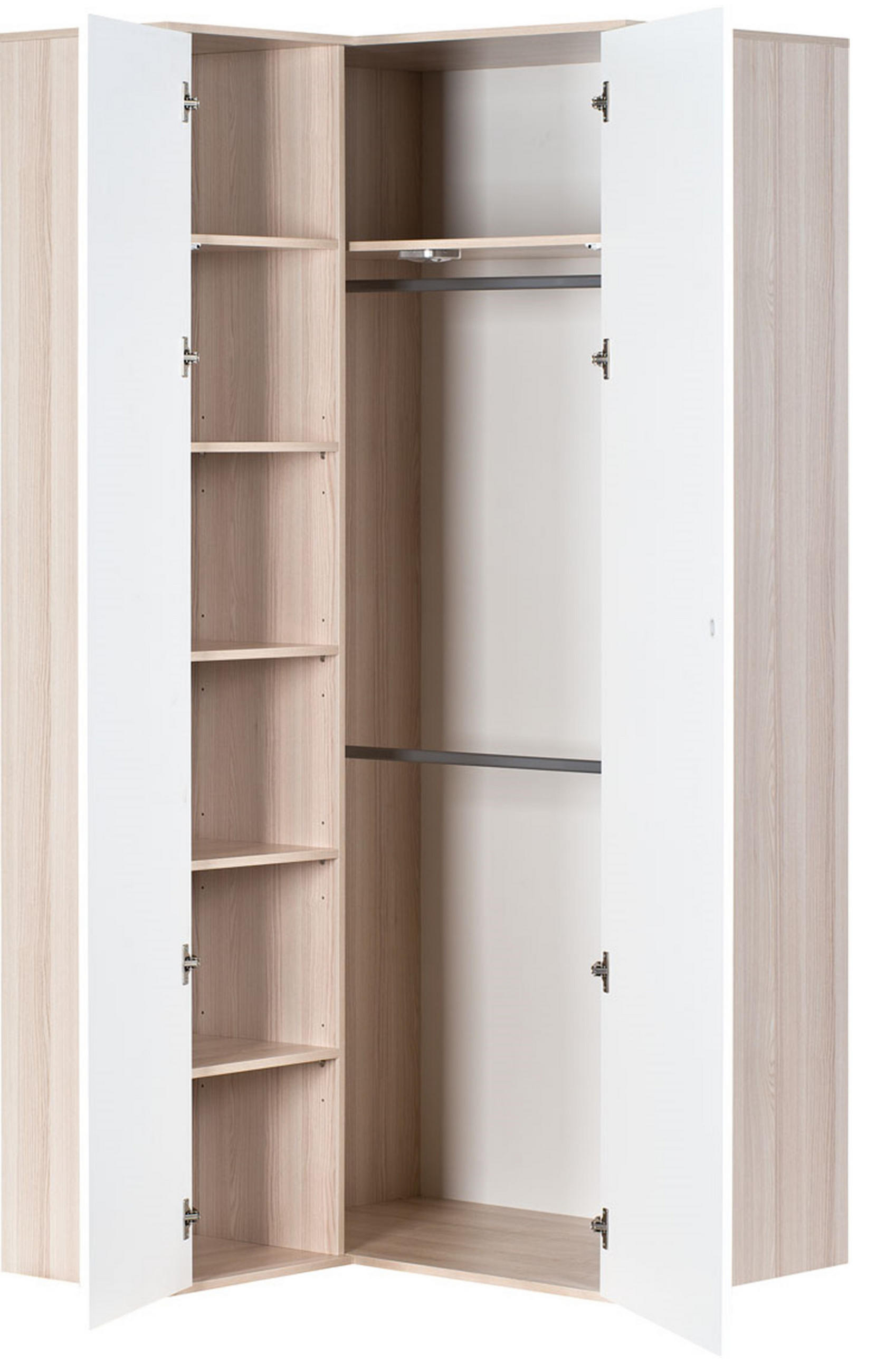 ECKKLEIDERSCHRANK SPOT - Weiß, Holzwerkstoff (105/210/100cm)