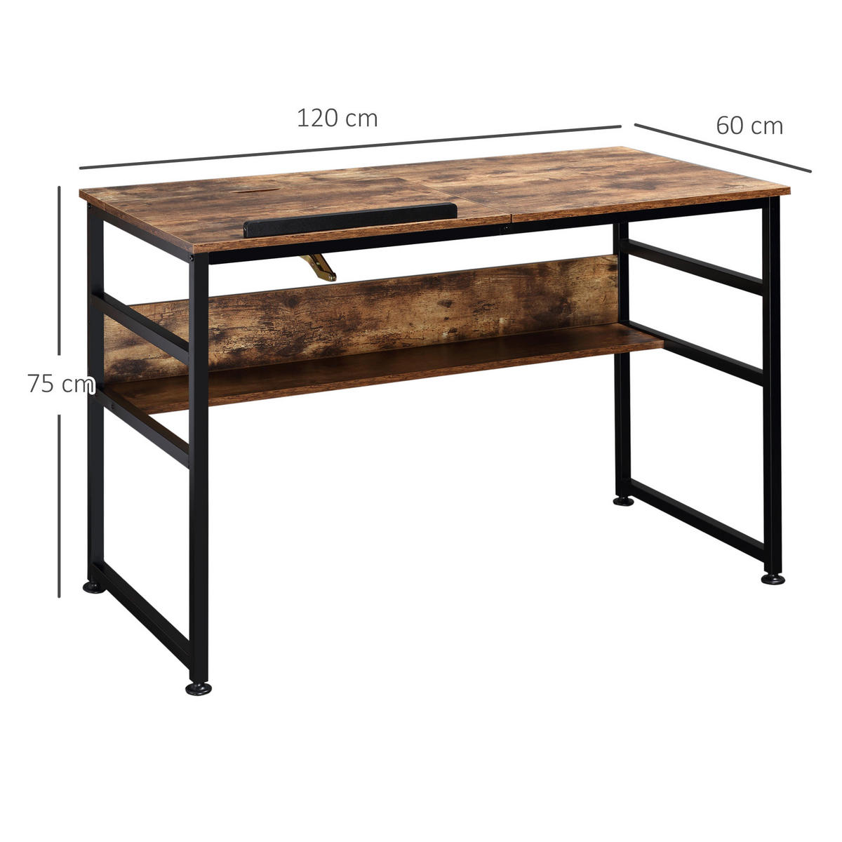 BÜROTISCH Rustikales Braun 1 Stück - Braun, Holzwerkstoff (60/120/75cm) - GiPP