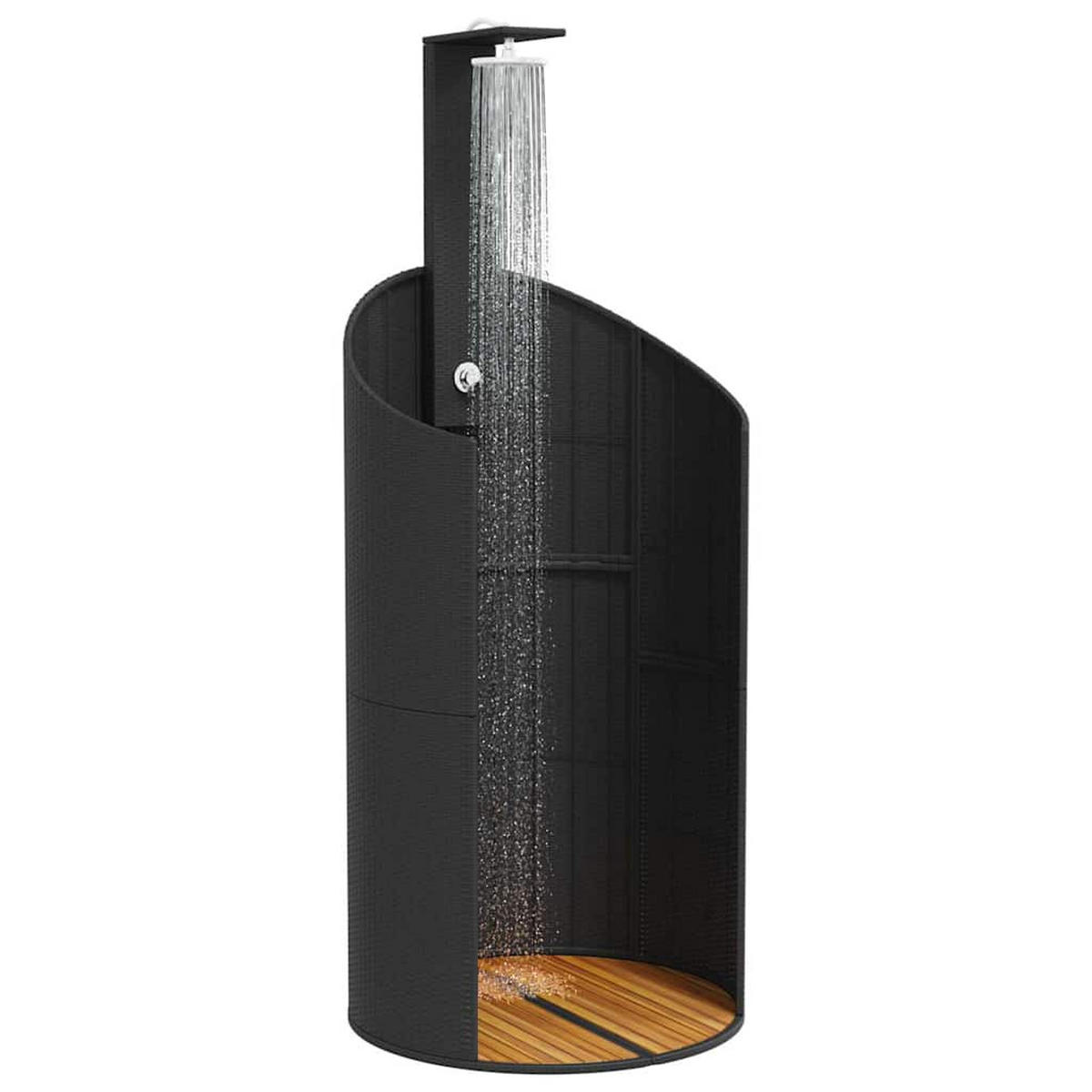 GARTENDUSCHE Schwarz 100/100/241.5 Cm Poly Rattan Akazienholz - Schwarz, Holz (100/241.5/100cm) - vidaXL