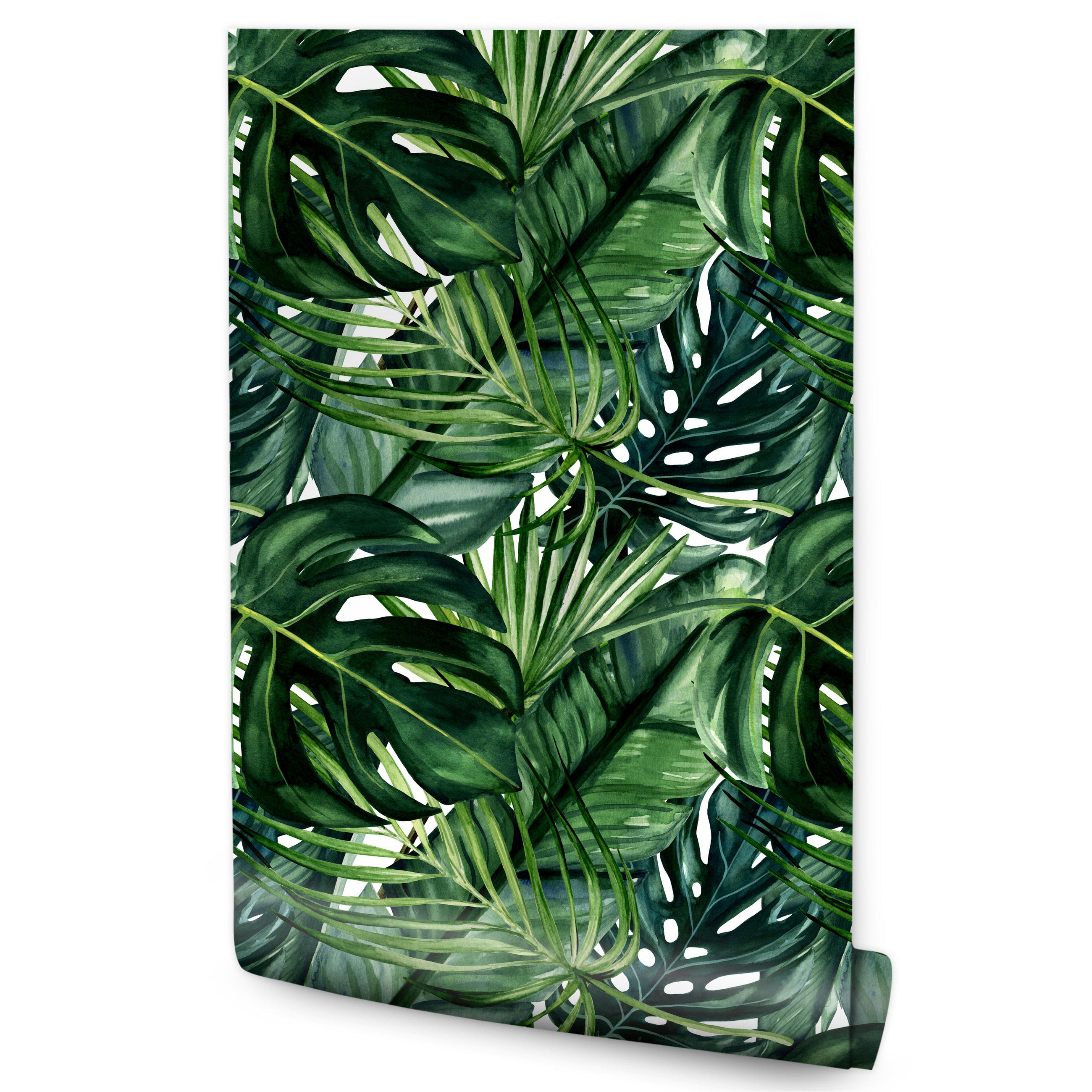 VLIESTAPETE Monstera, Palmen und Bananenblätter – Grün – 50x1000 cm - Grün, Papier (50/1000cm) - Muralo
