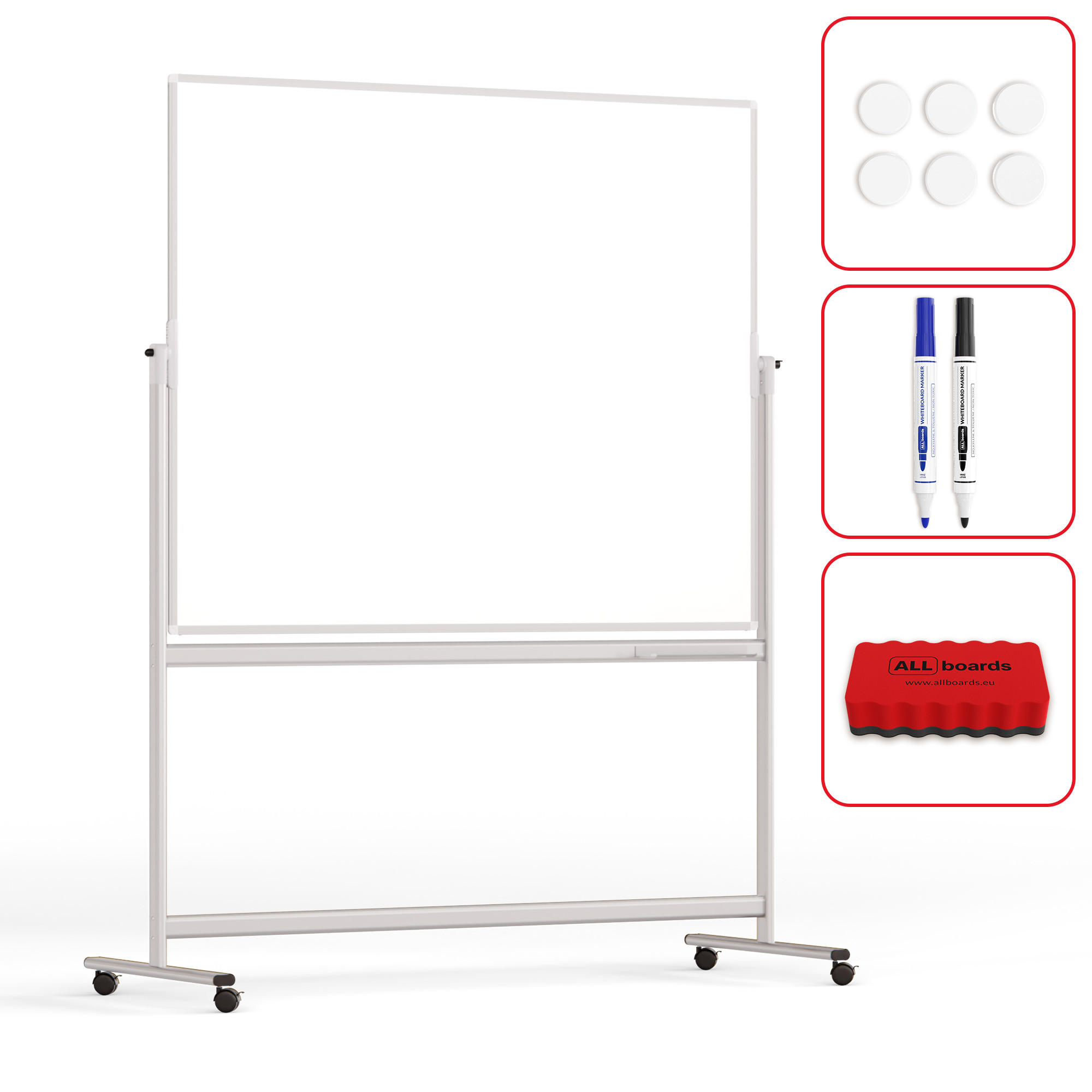 MOBILES Whiteboard - Fürs Büro Schreibfläche 150x120cm - Weiß, Metall (150/120/2cm) - ALLboards