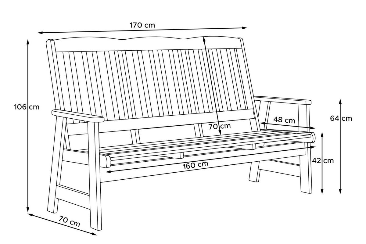 GARTENMÖBELSET ALCES für 7 Personen aus massivem Kiefernholz, braun - Braun, Holz - KONSIMO®