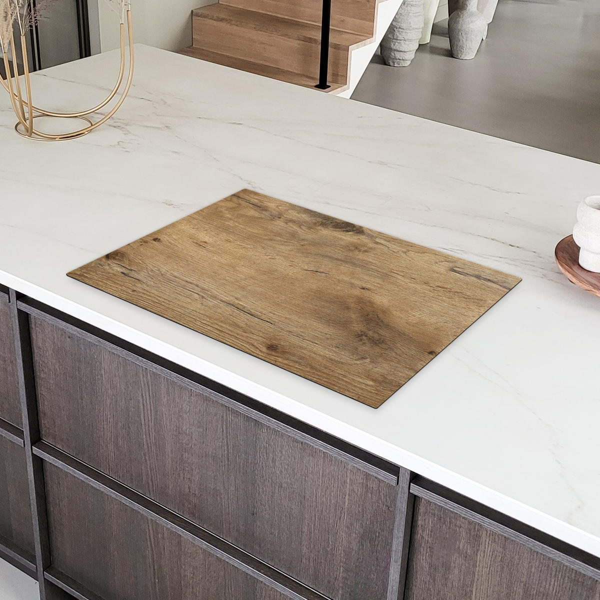 HERDABDECKPLATTE Holz - Braun - Holzoptik 76x51 cm - Eichefarben, Kunststoff (76/0.2/51.5cm) - MuchoWow