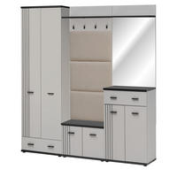 GARDEROBEN-SET Kaschmir, schwarz 5-teilig 180 cm, Flurgarderobe mit viel Stauraum - Kaschmir/Schwarz, Glas/Holzwerkstoff (180/203/32cm) - Inn.Furn