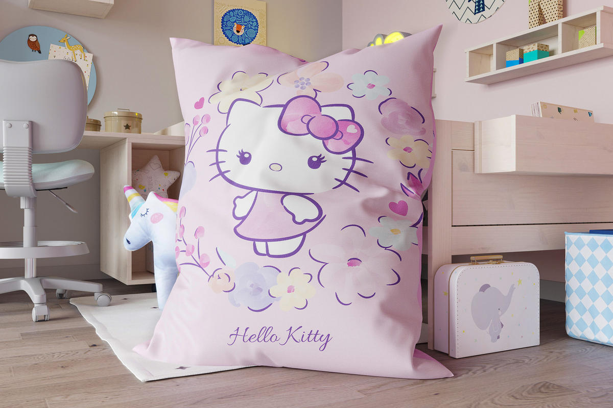 KINDER-SITZSACK - Hello Kitty - Hellrosa/Weiß, Textil (100/25/135cm) - Green Bean