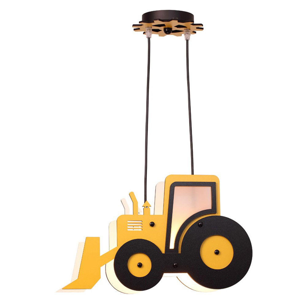 PENDELLEUCHTE 'Yellow Tractor' - Gelb/Weiß, Holz (34/34/80cm) - KUNSTLOFT