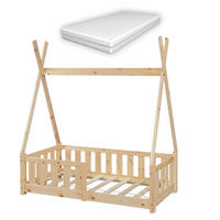 KINDERBETT Helsingborg mit Matratze - Naturfarben, Holz/Textil (70/140cm) - [en.casa]