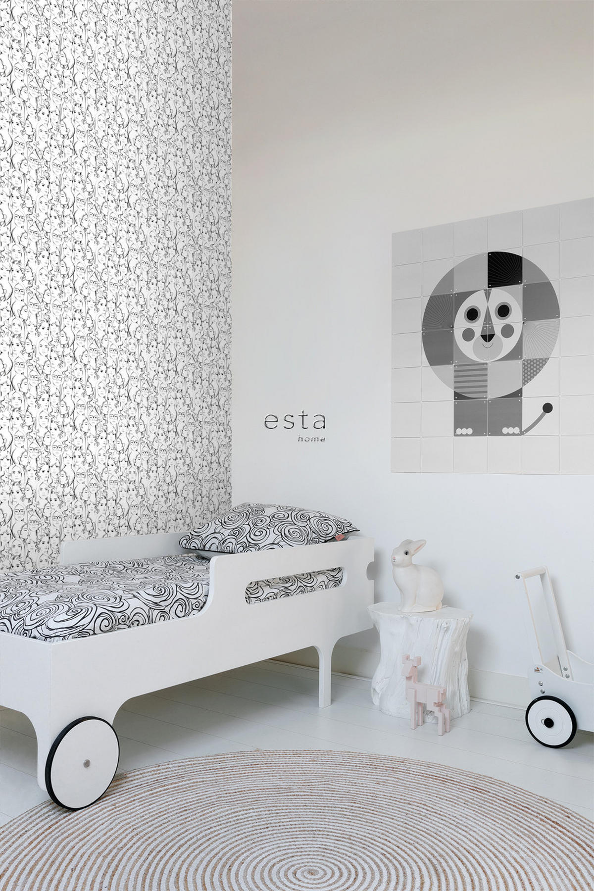 TAPETE Gesichter von Mädchen 53 cm x 10.05 m - Schwarz, Papier (53/1000cm) - ESTAhome