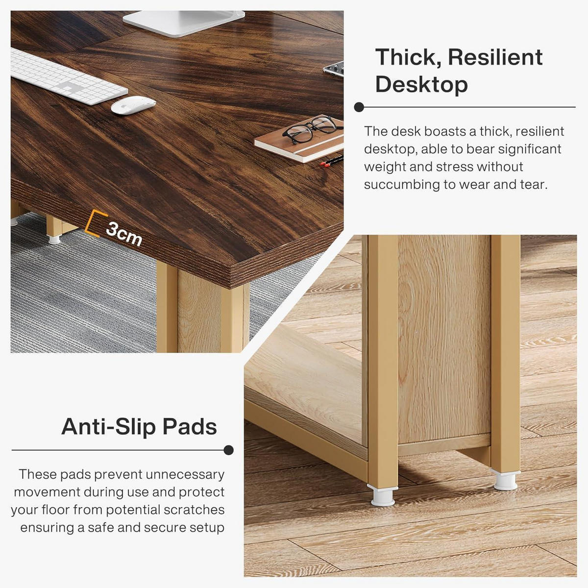 SCHREIBTISCH 160 cm mit Kufengestell Holzoptik Braun - Braun, Holzwerkstoff (80/160/75cm)