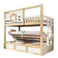 ETAGENBETT 90/200 cm, Weiß/Eichefarben mit Hydraulik-Stauraum, ohne Matratze - Weiß, Holz (90/200cm) - MIVRAY