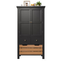 BUFFETSCHRANK Kombi Schwarz/Weiß 80/40/140 cm - Schwarz, Holz (80/140/40cm) - PANGIVO
