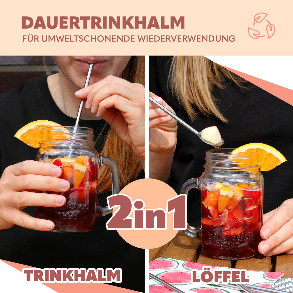 TRINKHALM-LÖFFEL 12er-Set, silber, Edelstahl - Edelstahlfarben, Metall (0.4/18.5cm) - bremermann