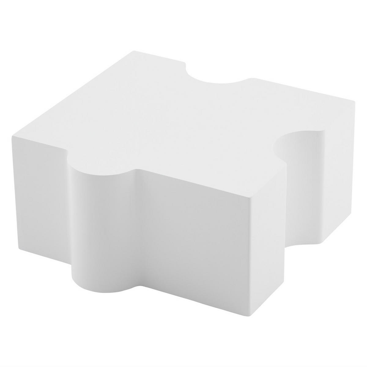 COUCHTISCH Puzzle Design 65x65cm kaltweiß MDF Polsterung Abstrakt Weiß - Weiß, Holz (73/73/40cm) - FLIEKS