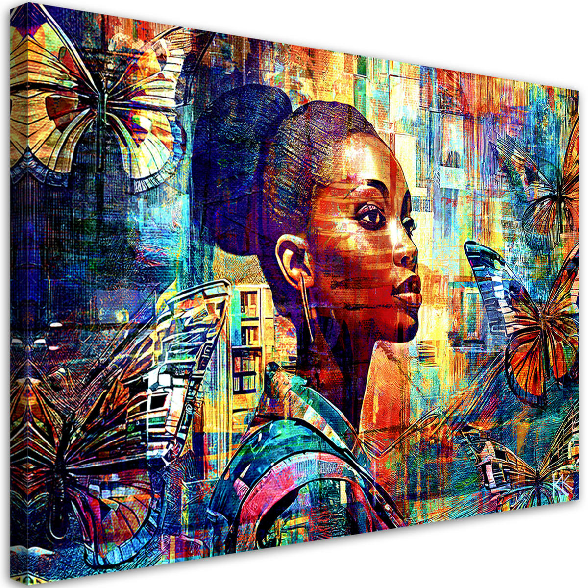 LEINWANDBILD Afrikanische Frau Glamour - Lila, Textil (120/80cm) - Feeby
