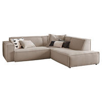 ECKSOFA SAMU Taupe Cord - Taupe/Schwarz, Textil (254/224cm) - KAWOLA
