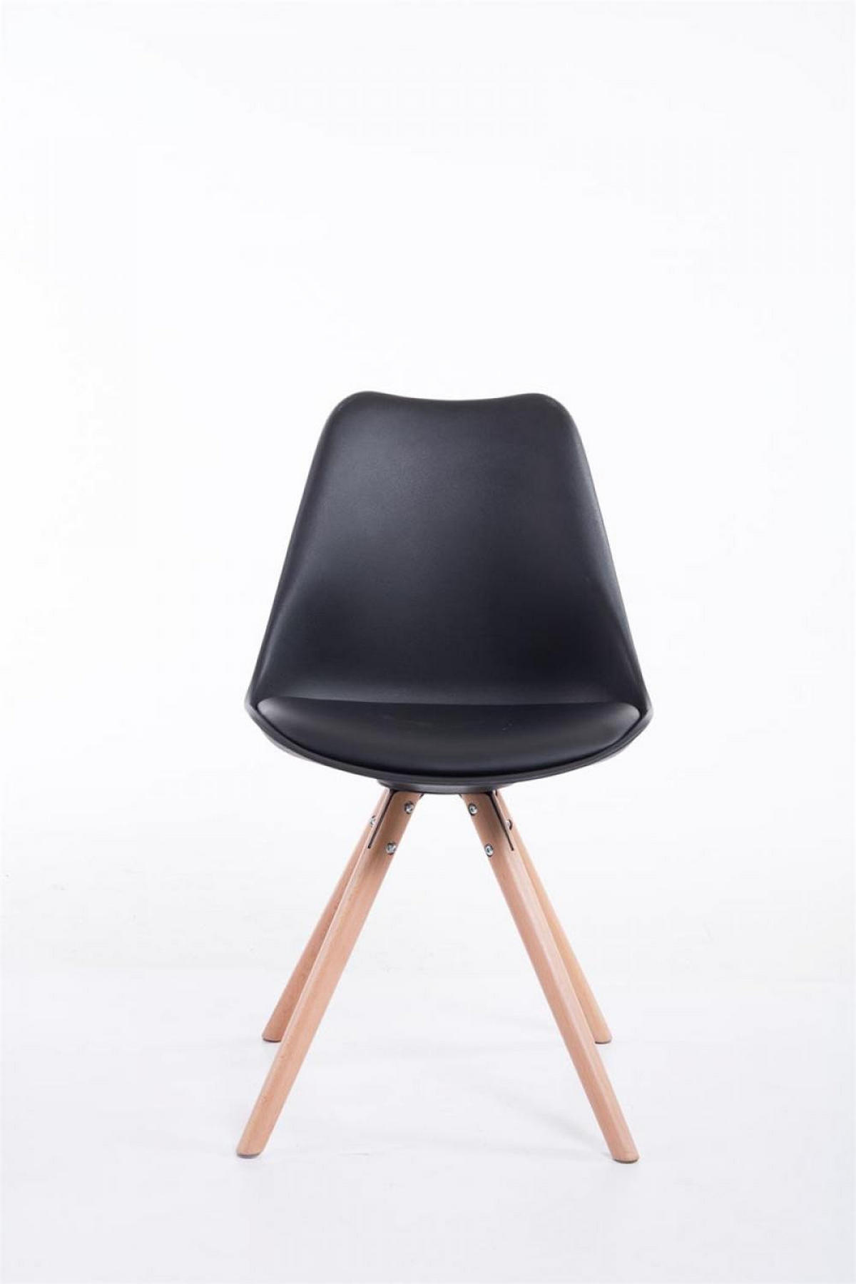 STUHL Lederlook schwarz - Eukalyptusholzfarben/Schwarz, Holz/Textil (48/83/56cm) - CLP