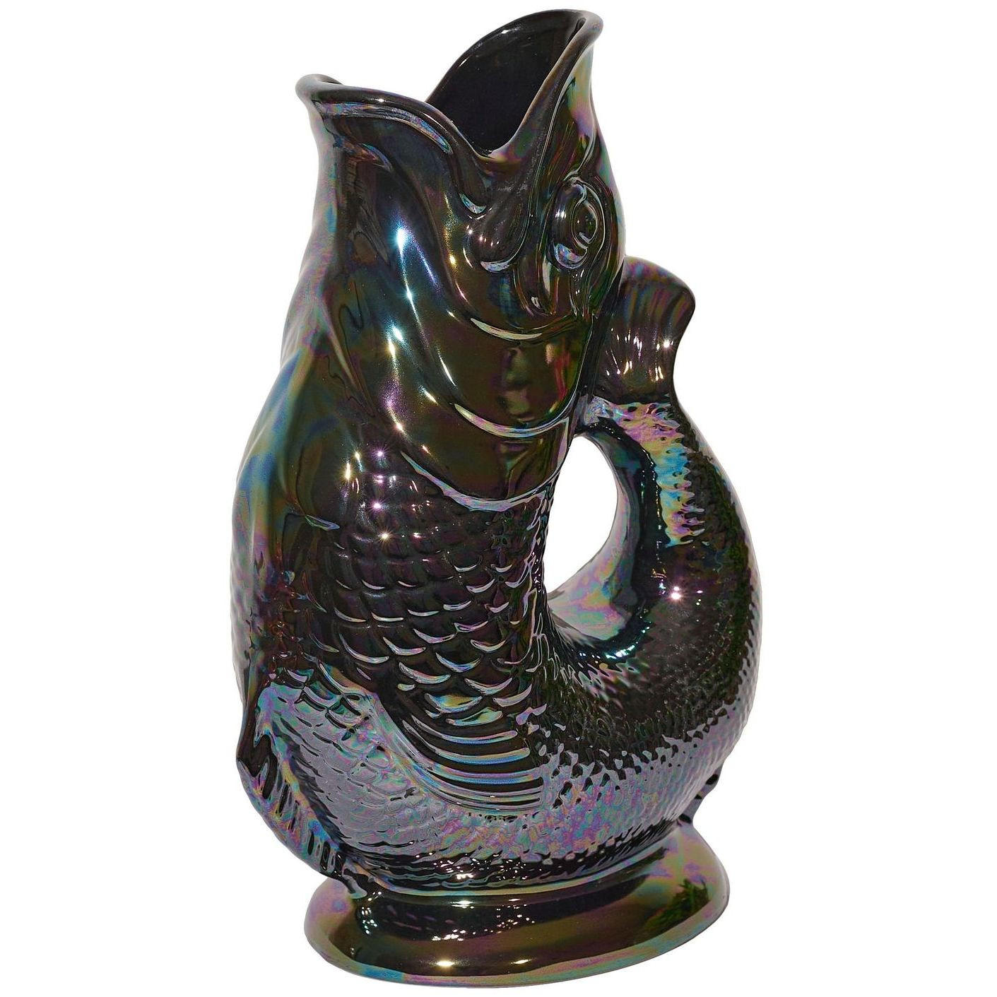 KARAFFE mit „Gluck-Gluck“-Geräusch 27,5/17/9,5 cm - Schwarz Hochglanz, Keramik (1.2L) - Gluckigluck