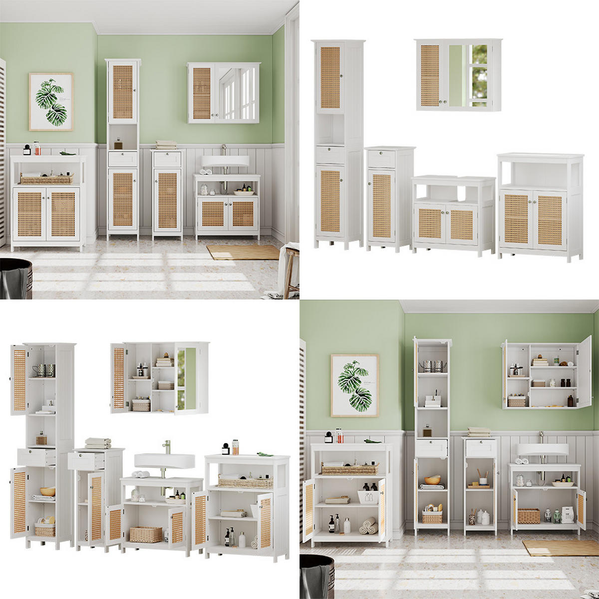BADMÖBEL-SET Rosario Weiß 5 Teile, mit Hochschrank - Weiß, Holzwerkstoff (60/60/30cm) - Vicco