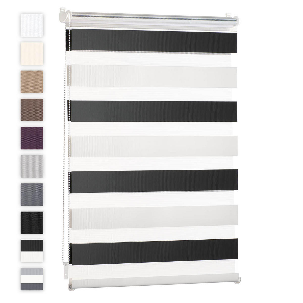 DOPPELROLLO 60/195 cm, Schwarz|Weiß - Schwarz/Weiß, Textil (60/195cm)