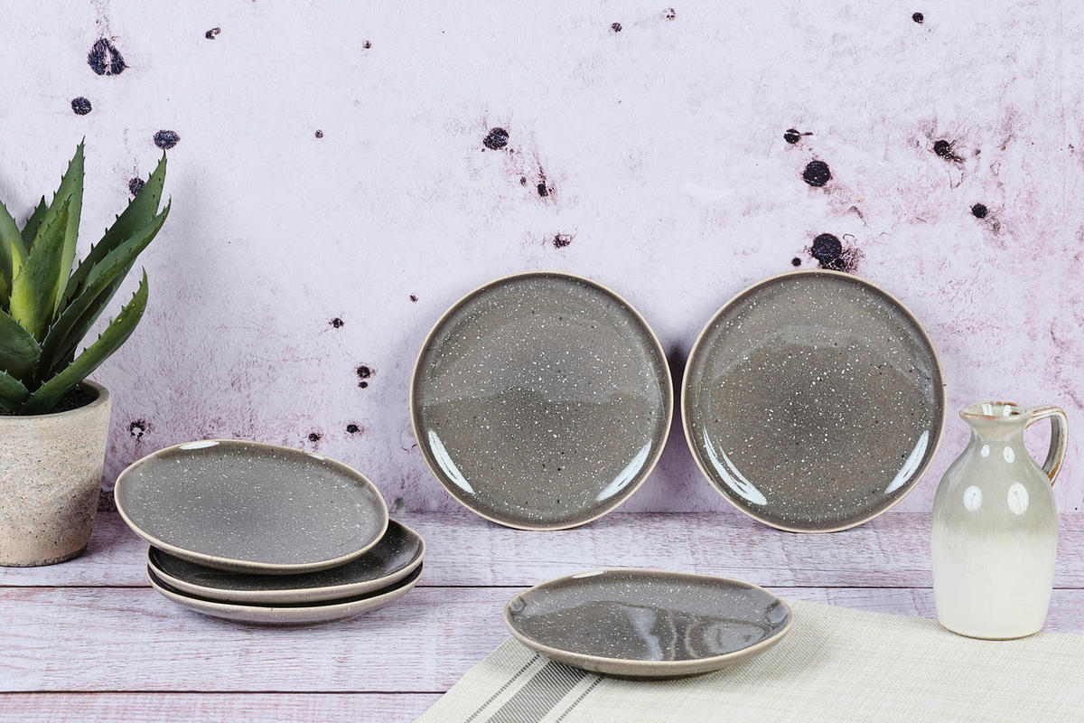 TELLER Stellar Ø18cm - 6er-Set - Betongrau - Grau, Keramik (18cm) - Björn