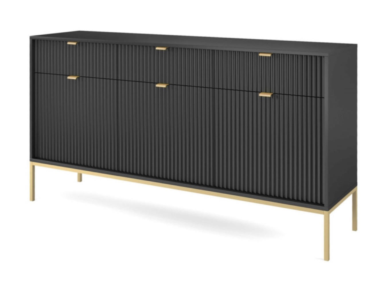 SIDEBOARD Schwarz NEW KSZ154 Geriffelt - Schwarz, Holzwerkstoff (154/83/39cm) - Sepro Meble