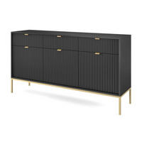SIDEBOARD Schwarz NEW KSZ154 Geriffelt - Schwarz, Holzwerkstoff (154/83/39cm) - Sepro Meble