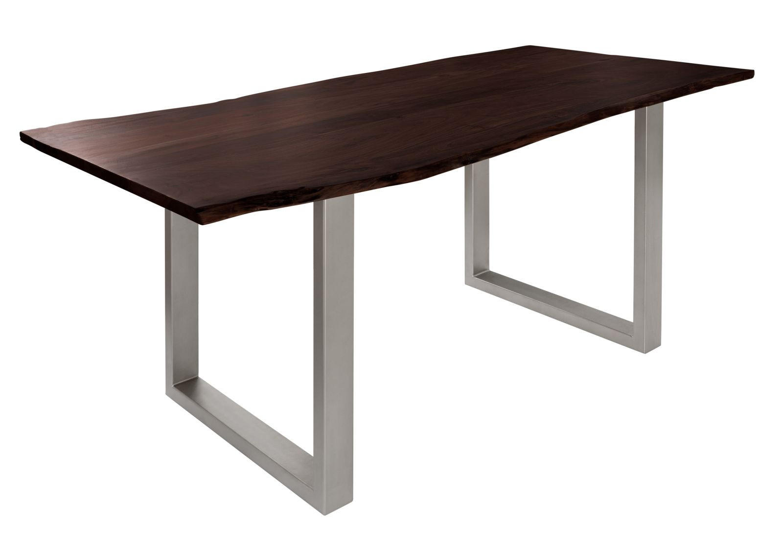 BAUMTISCH Akazie 120x90x76 braun Beine silber matt FREEFORM 3 - Braun, Holz (90/120/76cm) - Massivmoebel24