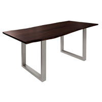 BAUMTISCH Akazie 120x90x76 braun Beine silber matt FREEFORM 3 - Braun, Holz (90/120/76cm) - Massivmoebel24