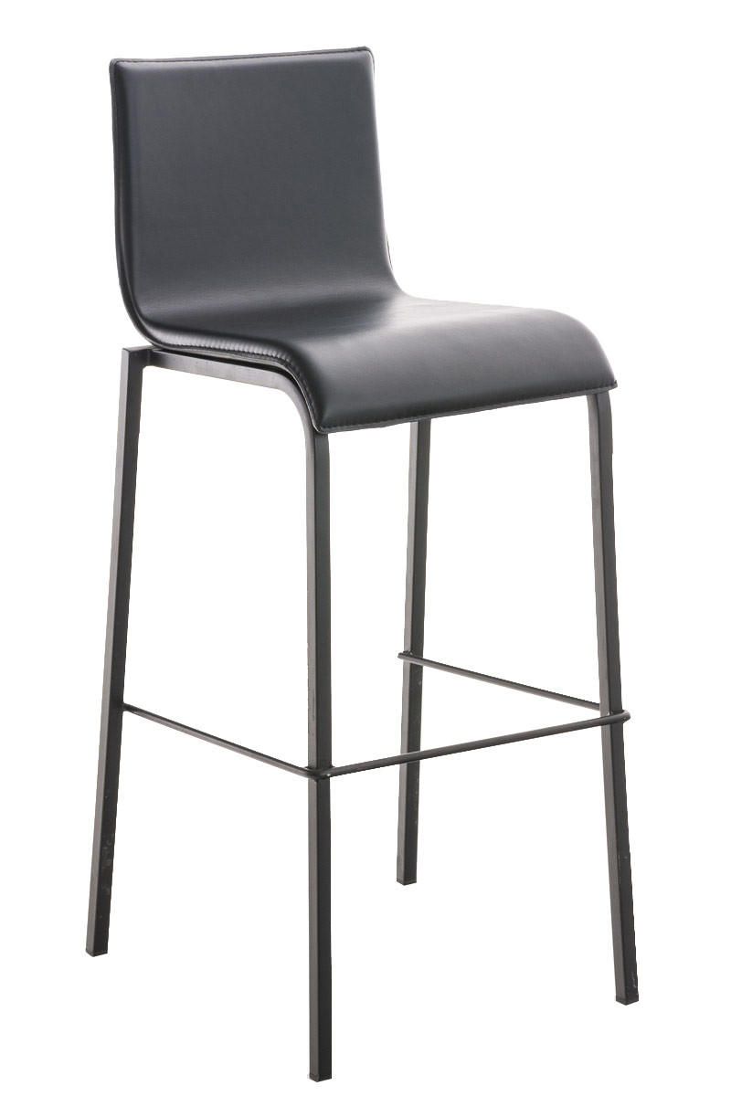 BARHOCKER Kelan Kunstleder Schwarz Schwarz - Schwarz, Leder (43/103/51cm) - DELUKE