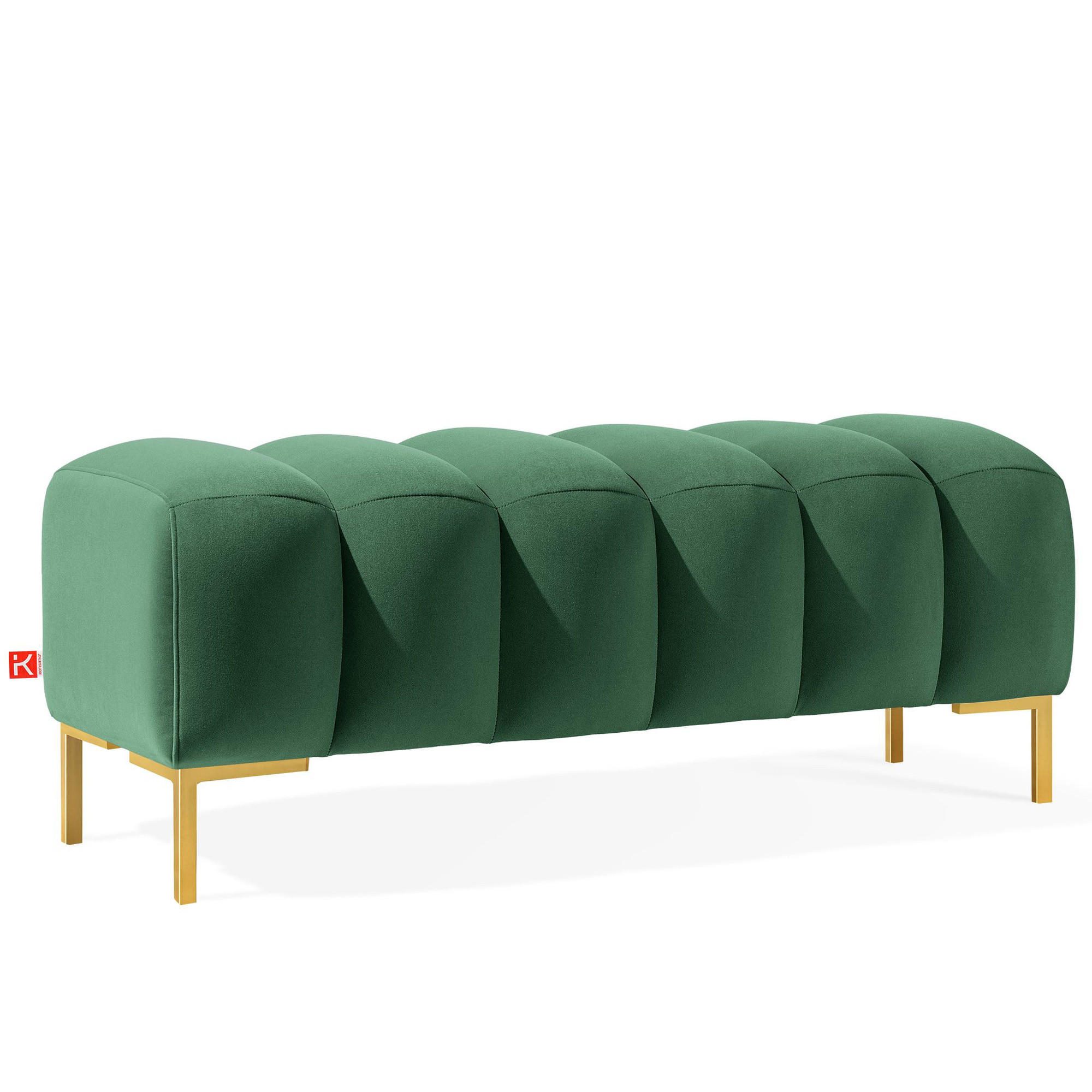 SITZHOCKER Polsterhocker PECCO, Veloursstoff - Dunkelgrün/Goldfarben, Holz/Textil (120/50/50cm) - KONSIMO®