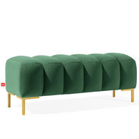 SITZHOCKER Polsterhocker PECCO, Veloursstoff - Dunkelgrün/Goldfarben, Holz/Textil (120/50/50cm) - KONSIMO®