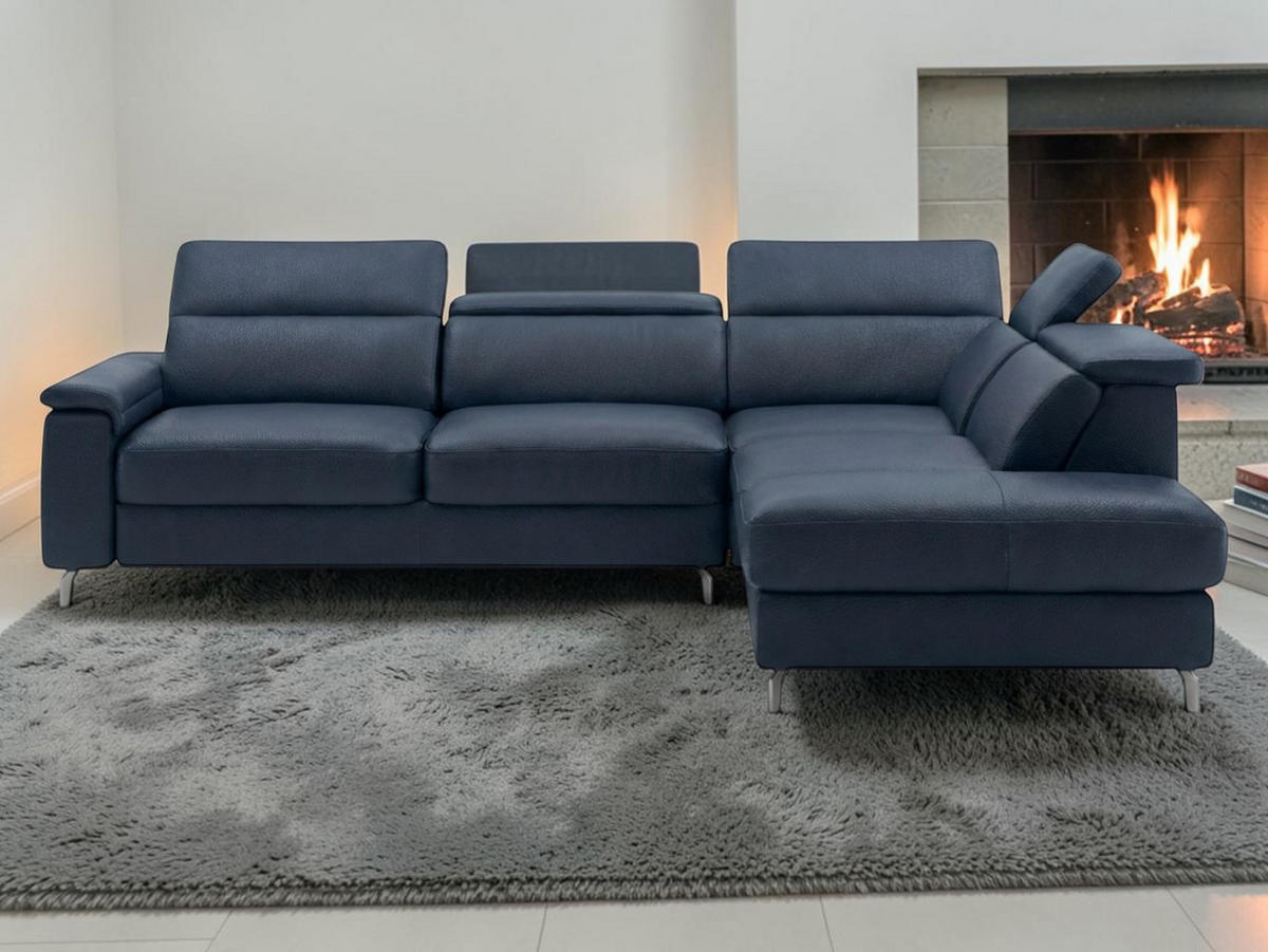 ECKSOFA Ambassador Echtleder Schwarz - Schwarz, Leder/Metall (272/224cm)