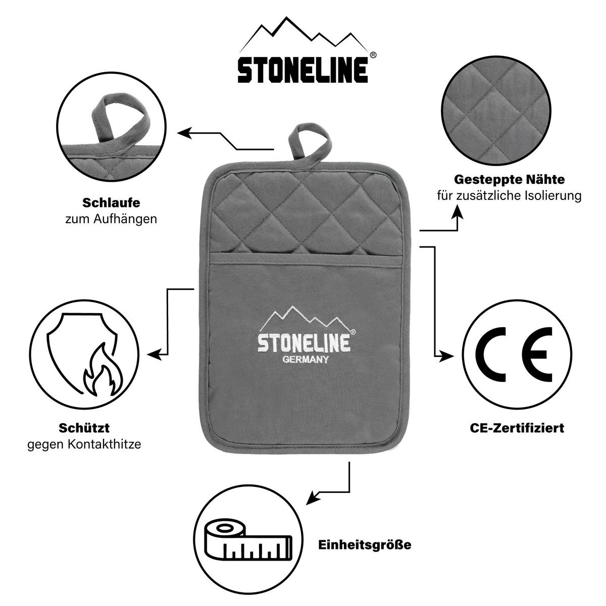 KÜCHENSCHÜRZE Set 3-teilig - Grau, Textil (18/32cm) - Stoneline