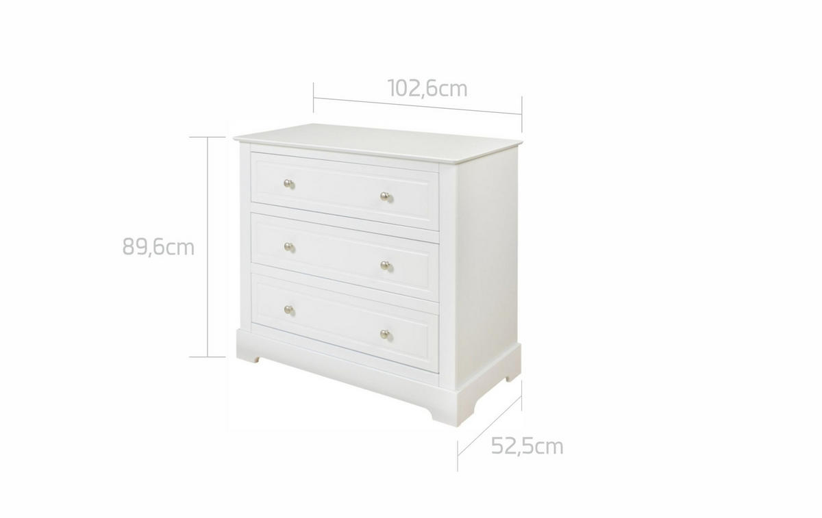 KINDERKOMMODE Marylou – rustikale Eleganz und Funktionalität Weiß - Weiß, Holzwerkstoff (103/90/53cm) - RAUMHIRSCH FURNITURE