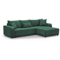 ECKSCHLAFSOFA Primo L dunkelgrün - Dunkelgrün/Schwarz, Textil (290/185cm) - Beautysofa