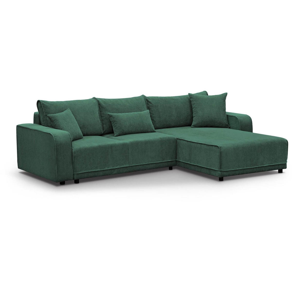 ECKSCHLAFSOFA Primo L dunkelgrün - Dunkelgrün/Schwarz, Textil (290/185cm) - Beautysofa