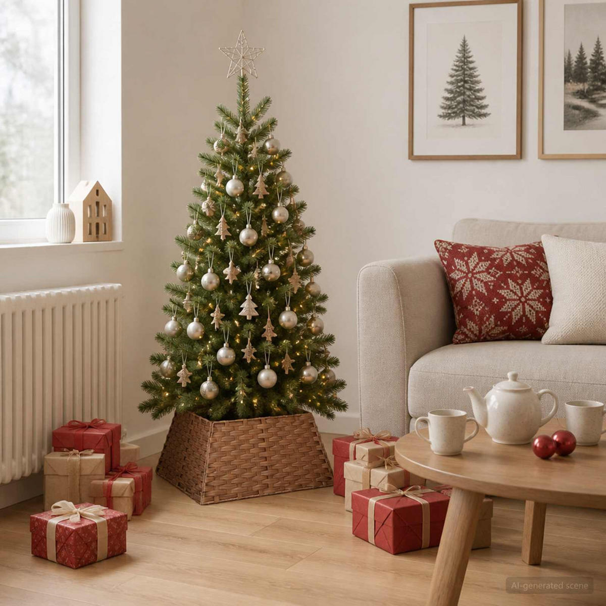 WEIHNACHTSBAUMKRAGEN 50/50/25 cm Braun Poly-Rattan - Braun, Holzwerkstoff (50/25/50cm) - vidaXL