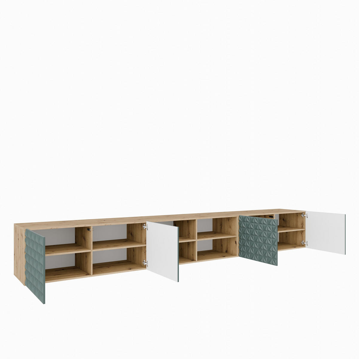LOWBOARD ROVA 300/41/40 cm, Hängender TV-Schrank Eiche Artisan / Grün - Eiche Artisan/Grün, Holzwerkstoff (300/41/40cm) - MASSENO