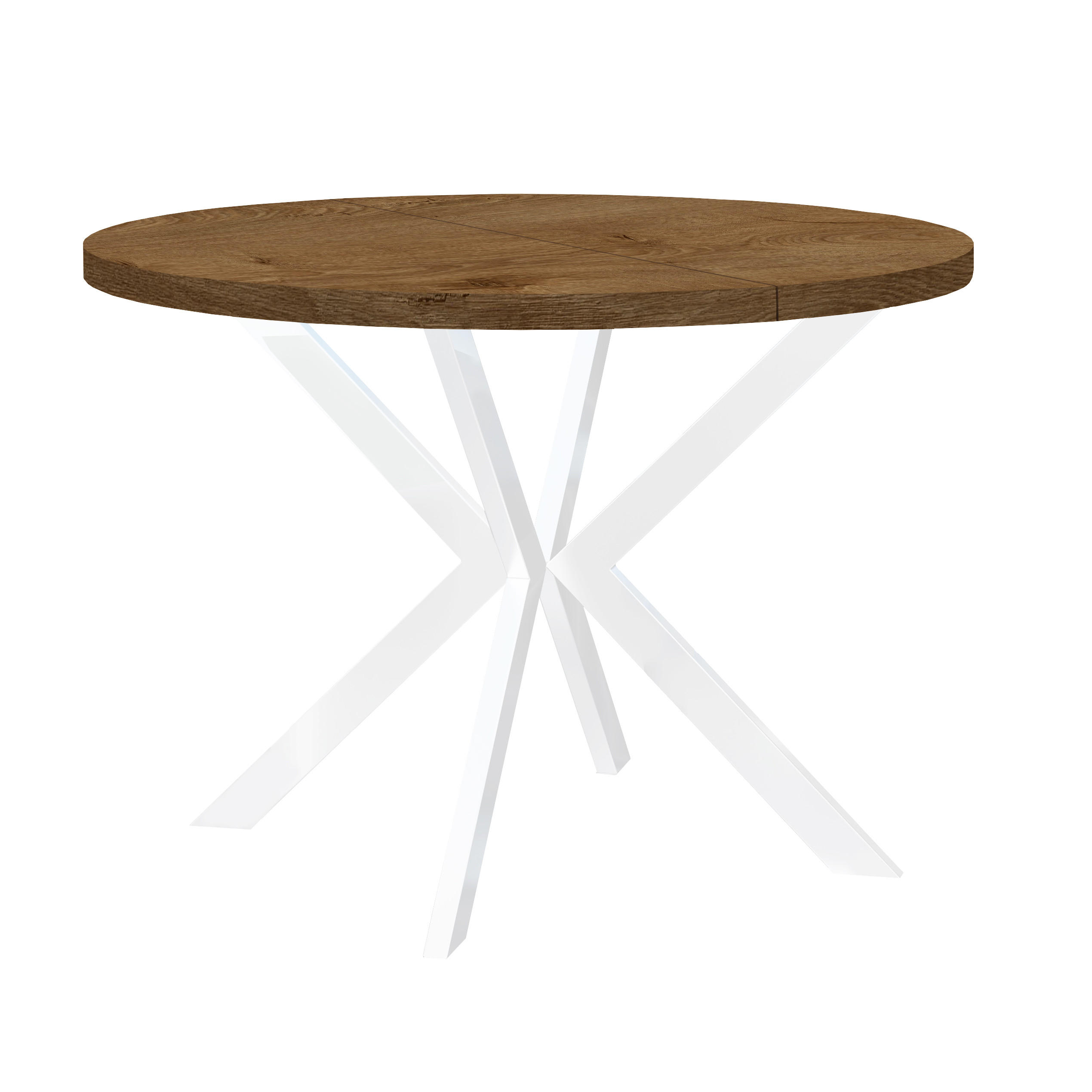 ESSTISCH ENDIK, Durchmesser: 100 / 200 cm, Farbe: Eiche Lefkas / Weiß - Dunkelbraun/Weiß, Holz (200/100/77cm) - Dekori_Interiors