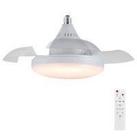 DECKENLEUCHTE mit Ventilator 40cm mit Fernbedienung, 3 Einstellbare Beleuchtungskörper, Typ A - Weiß, Kunststoff (40/40/14cm) - Kaket