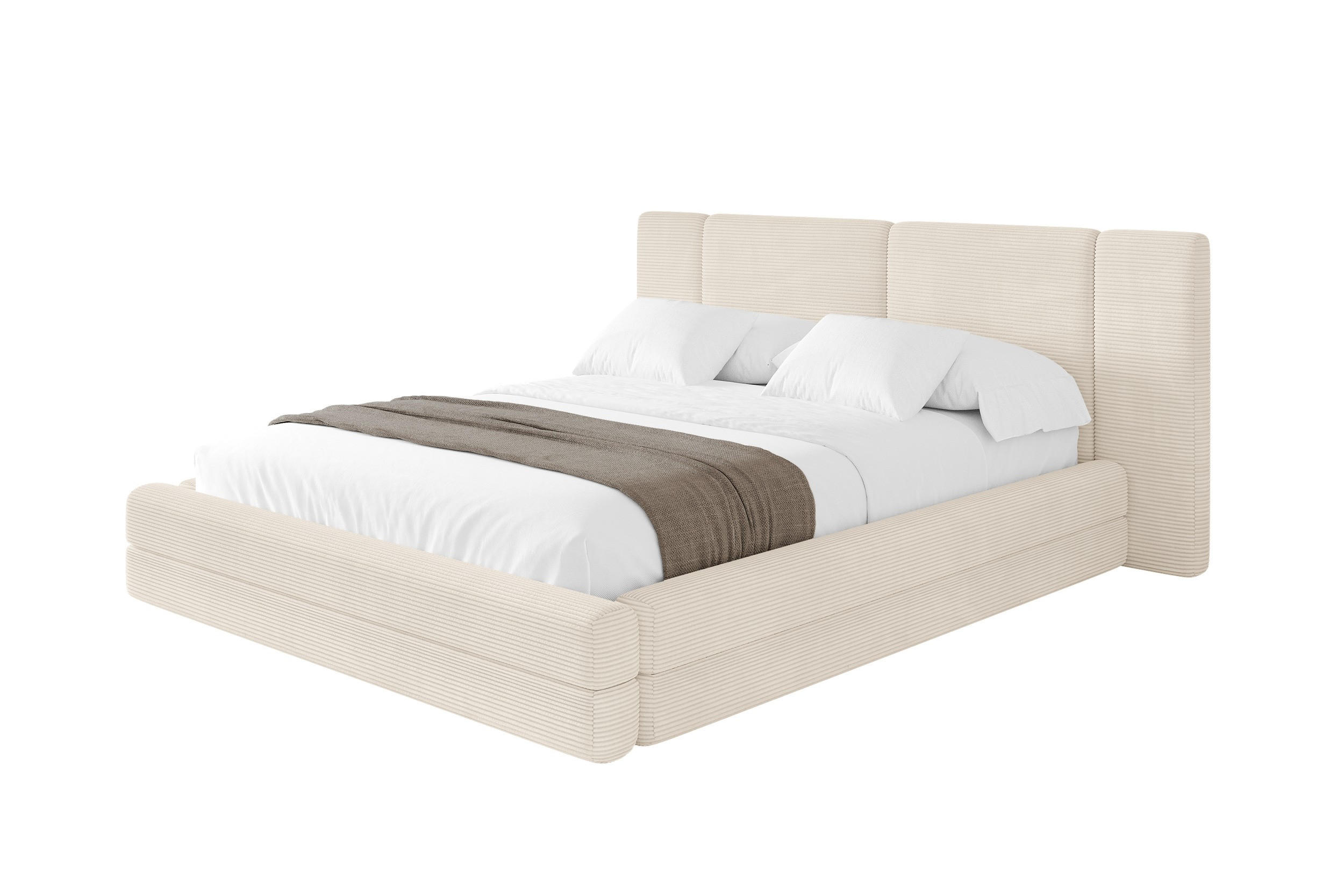 POLSTERBETT mit Bettkasten und Lattenrost, Boxbett ohne Matratze - TEVO 140x200 Beige - Creme, Holzwerkstoff/Textil (140/200cm) - ALTDECOR