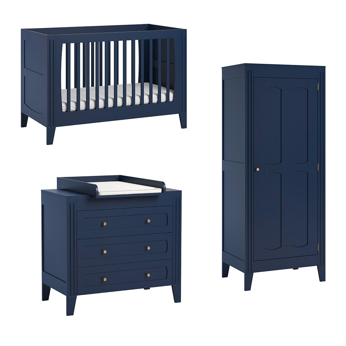 BABYZIMMER 3-teilig Blau - Blau, Holzwerkstoff (144/80/75cm) - Petits-meubles