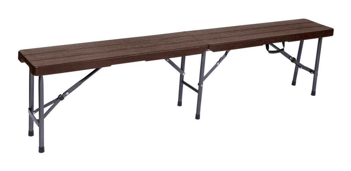 GARTENBANK Ole Holz-Optik Klappbank - Braun, Kunststoff (25/43/180cm) - DELUKE
