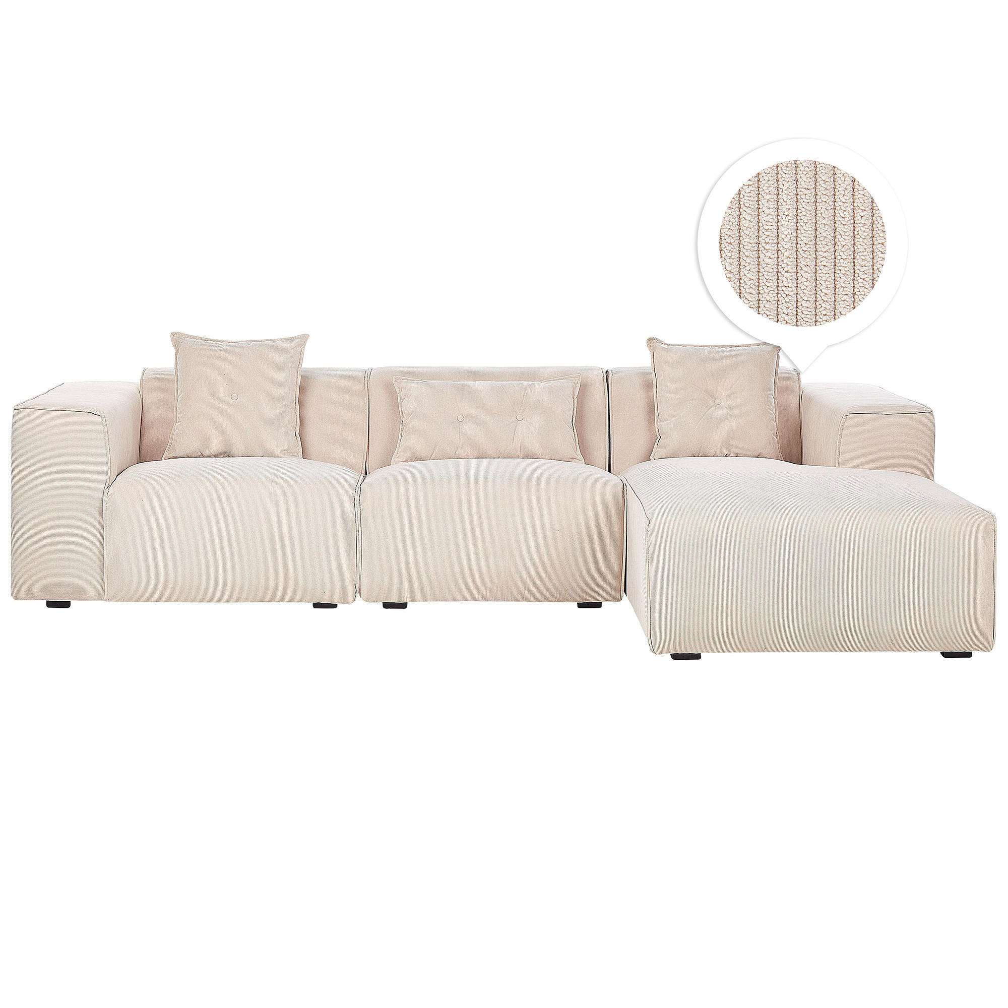 ECKSOFA Cord Beige rechtsseitig Dolva - Beige, Textil (294/170cm) - Beliani