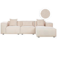 ECKSOFA Cord Beige rechtsseitig Dolva - Beige, Textil (294/170cm) - Beliani